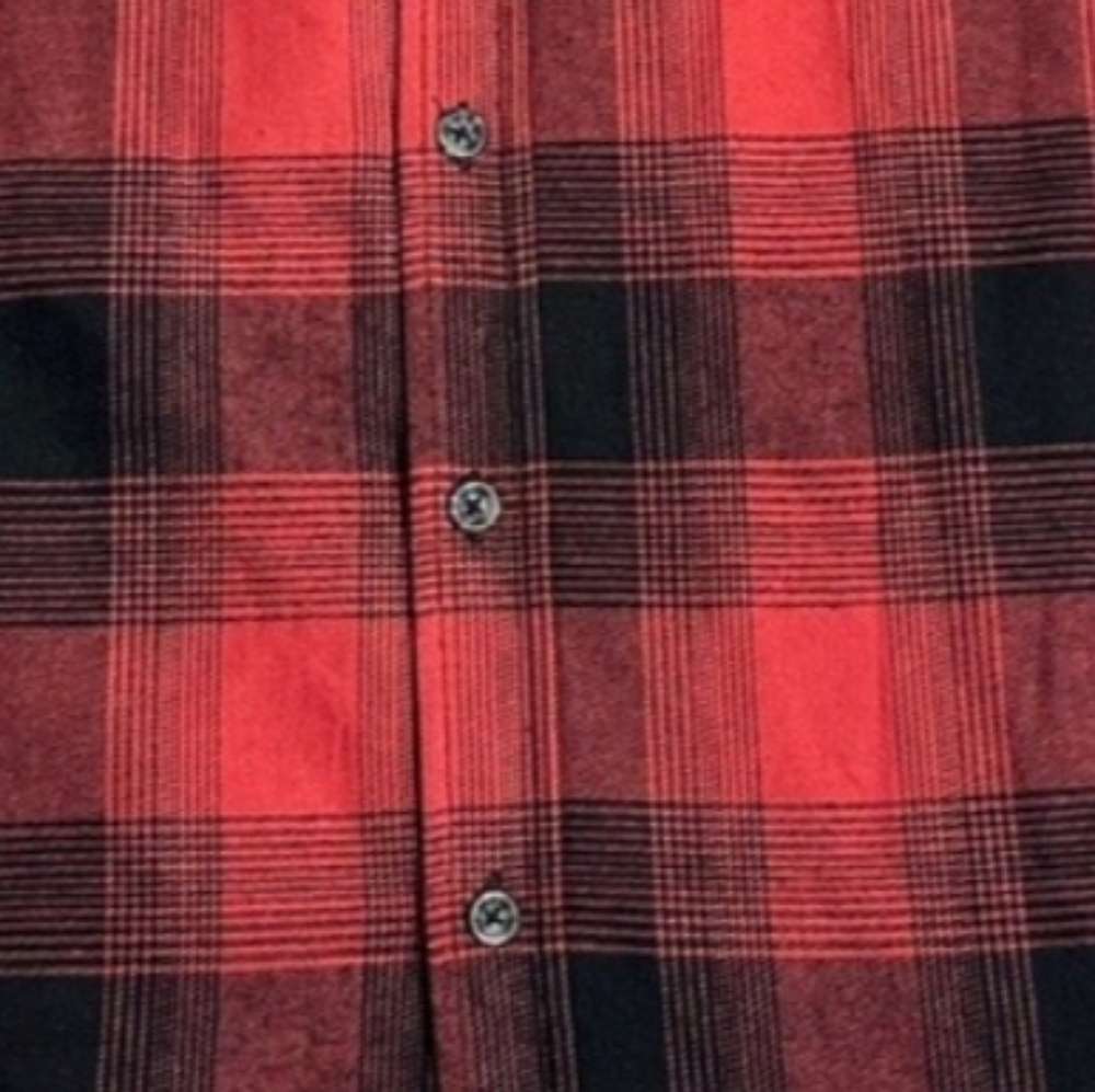 Eddie Bauer Red and Black Plaid Casual Button-Down Shirt